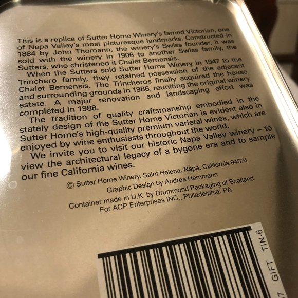 Collectible Sutter Home Winery Napa Valley Victorian House Tin - Picture 8 of 10